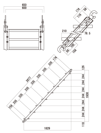 アルミ製階段枠／K-4064(AL)